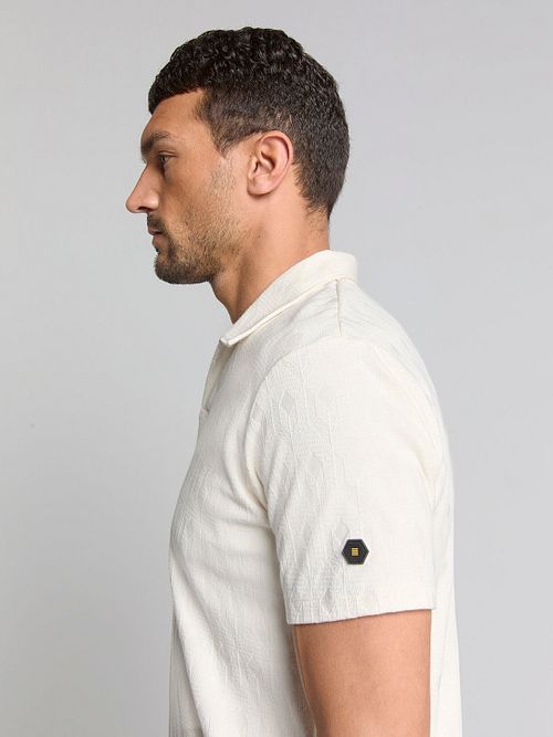 No Excess Polo-shirt Terry Jacquard i Kridt Model / Zijkant