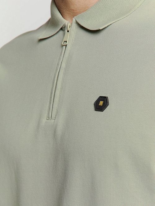 No Excess Polo z półzamkiem z piké, zielone Model / Detail