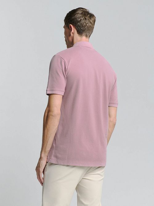No Excess Polo z tkaniny piqué w kolorze mauve Model / Achterkant