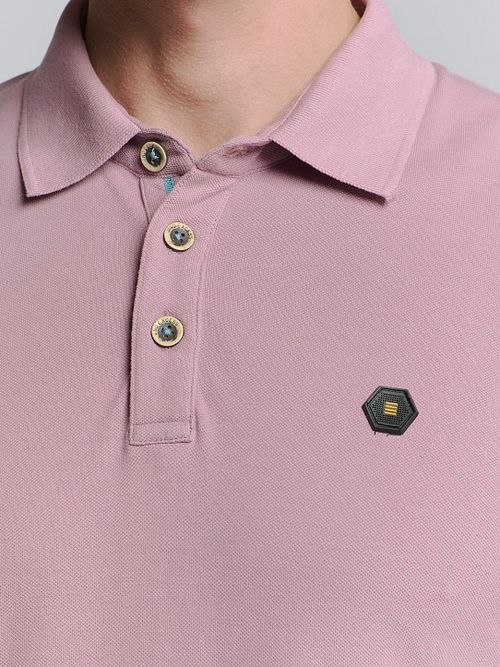 No Excess Poloshirt Piquet Mauve Model / Detail