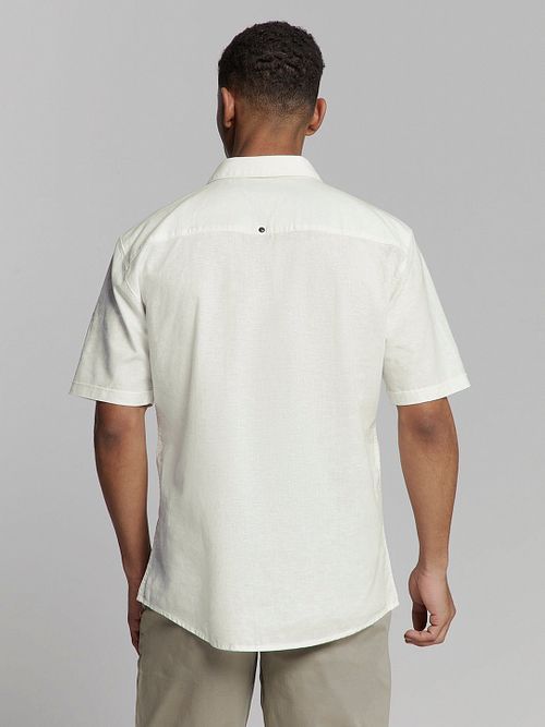 No Excess Short Sleeve Chemise Mix De Lin Blanche Model / Achterkant