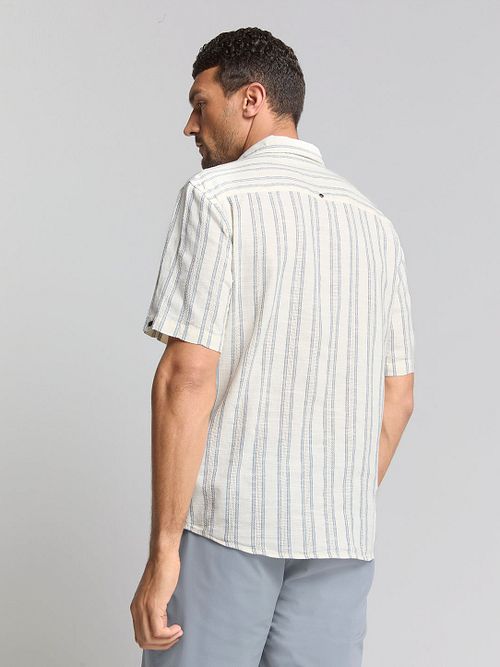 No Excess Short Sleeve Hemd Streifen Ecru Model / Achterkant