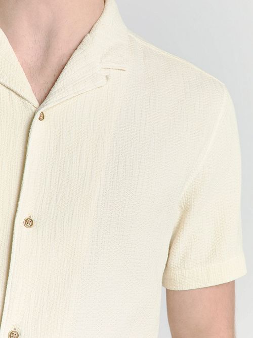 No Excess Short Sleeve Shirt Structure Ecru Model / Detail