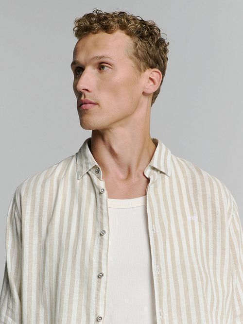 No Excess Skjorta Stripes Beige Model / Voorkant