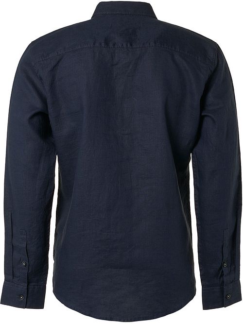 No Excess Skjorte i Navy i Linned Product / Achterkant