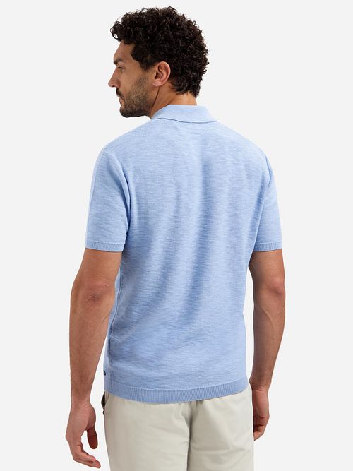 No Excess Strikket Slub Poloshirt Lyseblå Model / Achterkant