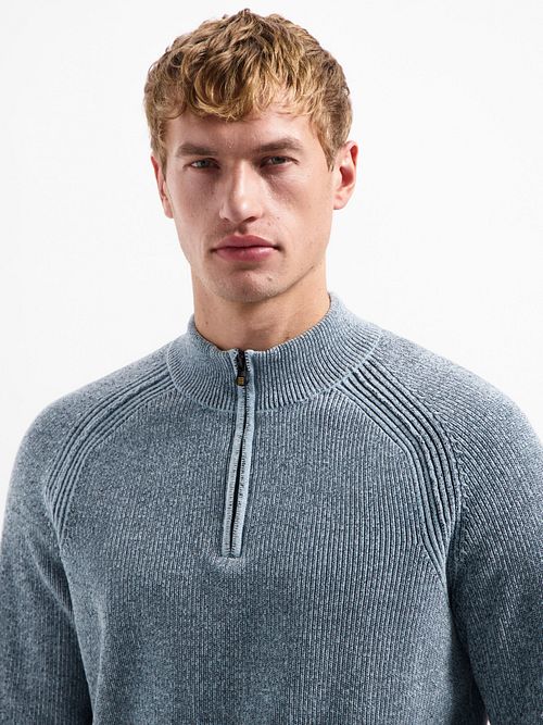 No Excess Half Zip Pullover Chenille Blue