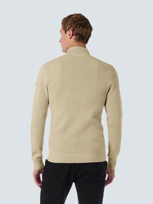 No Excess sweter z krótkim zamkiem Half Zip, struktura melange, beżowy Model / Achterkant