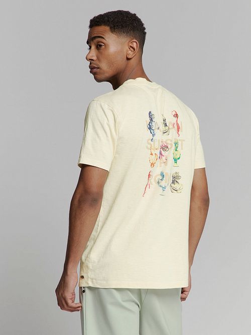 No-Excess T-shirt Slub Placed Prints Kräm Model / Achterkant