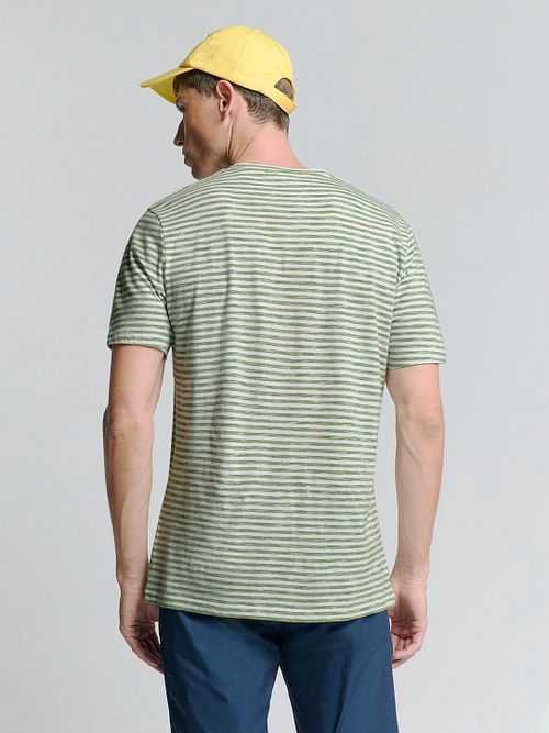 No Excess T-Shirt w paski zielony Model / Achterkant