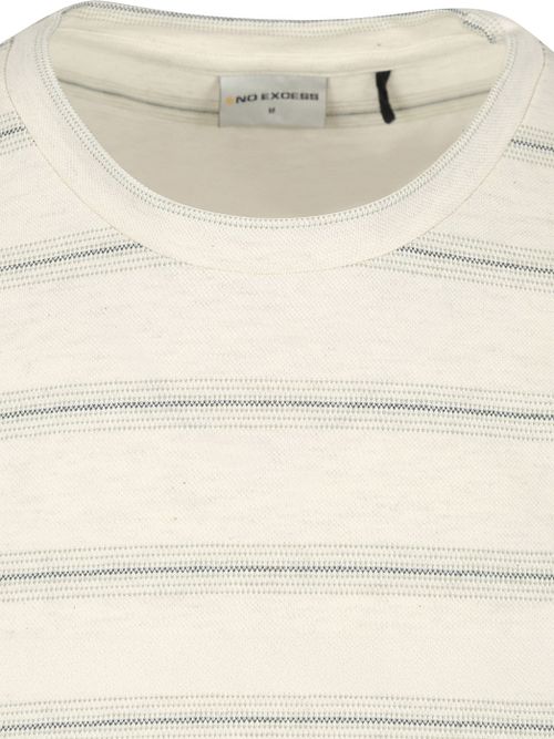 No-Excess T-Shirt z okrągłym dekoltem, żakardowe paski, ecru Product / Detail