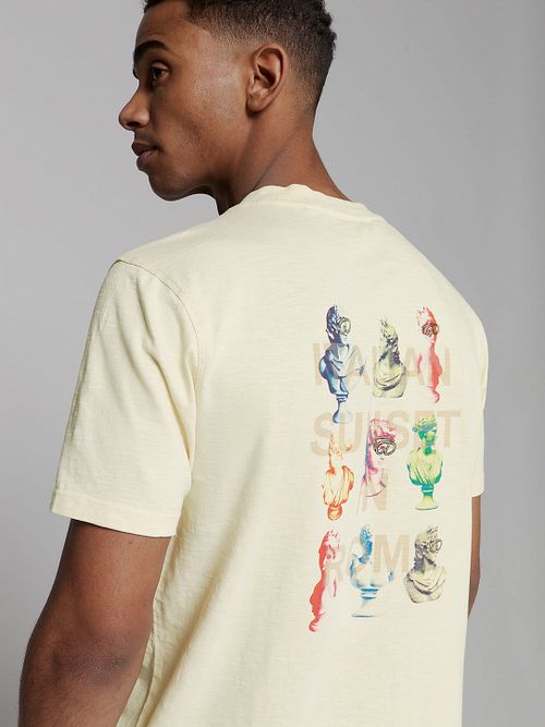 No-Excess T-shirt Slub Placed Prints Kräm Model / Achterkant