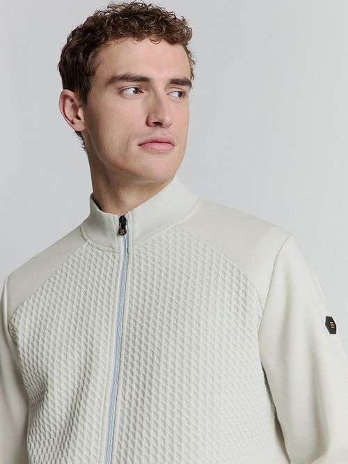 No Excess Vest Zipper Jacquard Chalk Model / Voorkant