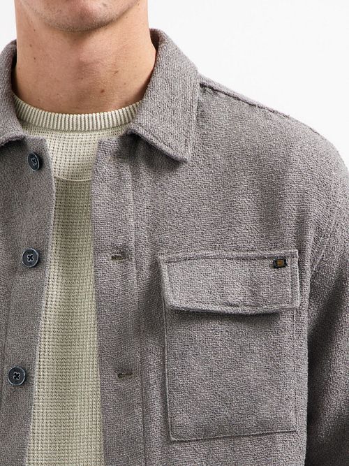 No Excess Überhemd Bouclé Grau Model / Detail