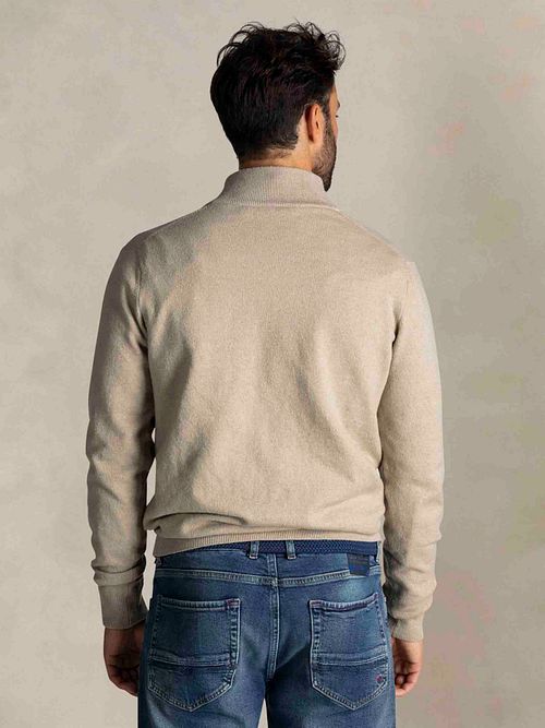 NZA Half Zip Genser Christopher Melange Varm Beige Model / Achterkant