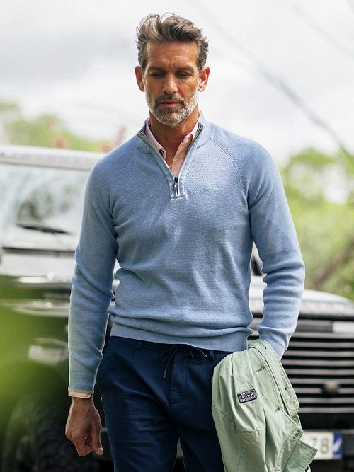 NZA Half Zip Pullover Ralph Hellblau Model / Sfeerbeeld