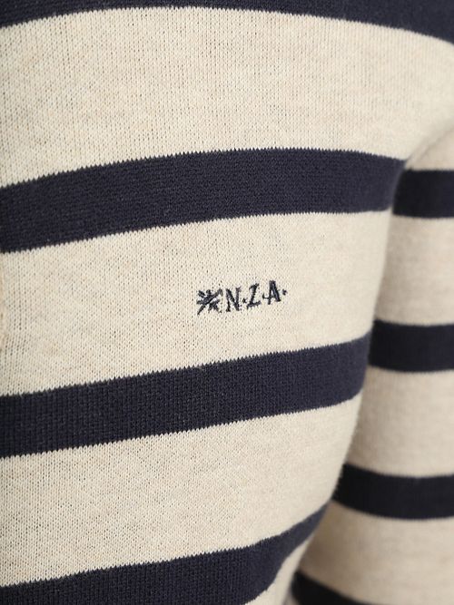 NZA Halv Zip Hættetrøje Wanake Stribet Ecru Product / Detail