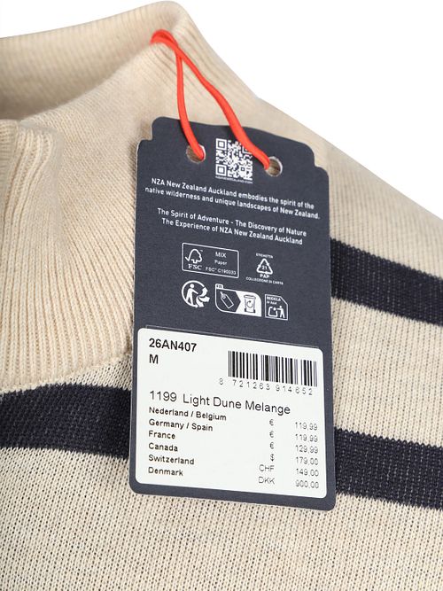 NZA Halv Zip Hættetrøje Wanake Stribet Ecru Product / Detail