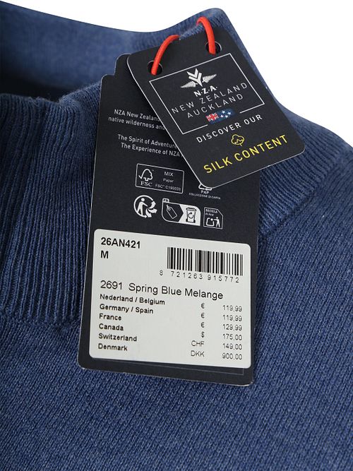 NZA Halv Zip Tröja Akar Melange Spring Blue