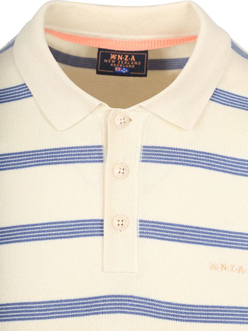 NZA Knitted Polo Shirt Stripe Ecru Product / Detail