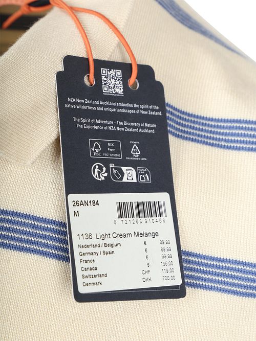 NZA Knitted Poloshirt Stripe Ecru