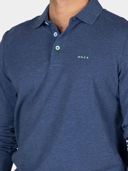 NZA Longsleeve Polo Marshall Dusk Navy Model / Detail