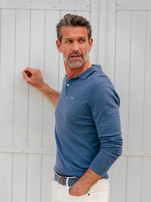 NZA Longsleeve Polo Marshall Dusk Navy Model / Sfeerbeeld