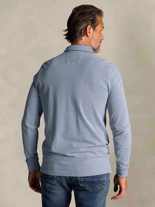 NZA Longsleeve Polo Shirt Hamton Piqué Blue Product / Achterkant