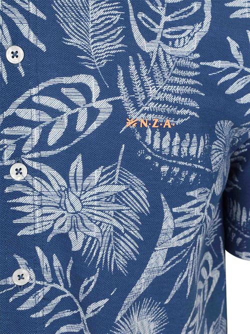 NZA Overhemd Short Sleeve Piqué Flower Print Blauw Product / Detail