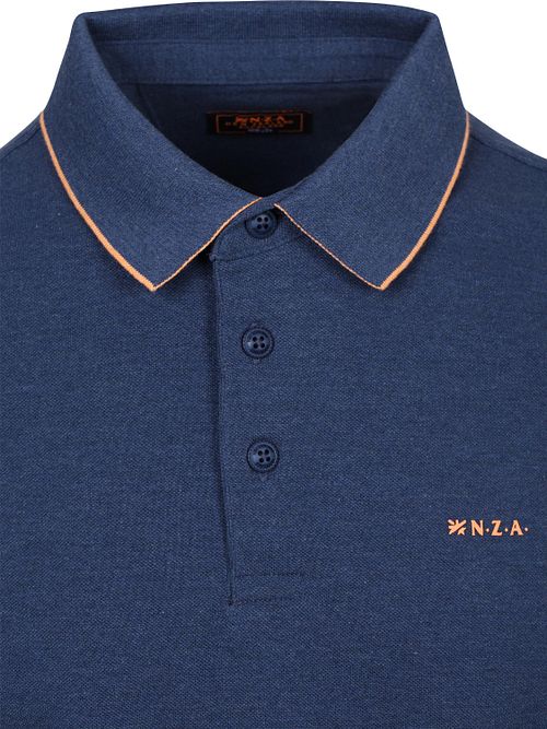 NZA Polo Henley Piqué Navy Sky Product / Detail