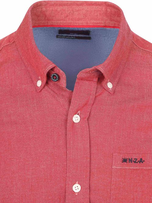 NZA Shirt James Twill Melange Rood Product / Detail