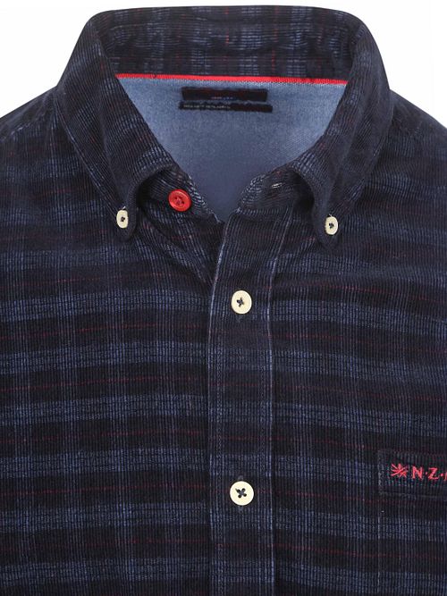 NZA Shirt Kauri Corduroy Ruit Navy Product / Detail