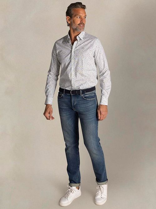 NZA Shirt Oban Poplin Impression Fleurs Vert Model / Voorkant