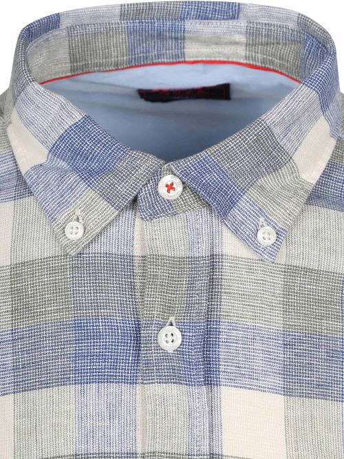 NZA Shirt Picton Linen Blend Checks Blue Product / Detail