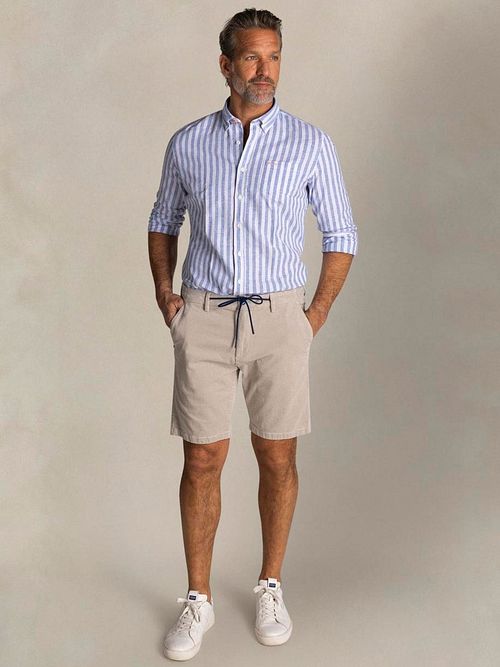 NZA Shirt Picton Linen Blend Stripe Blau Model / Voorkant