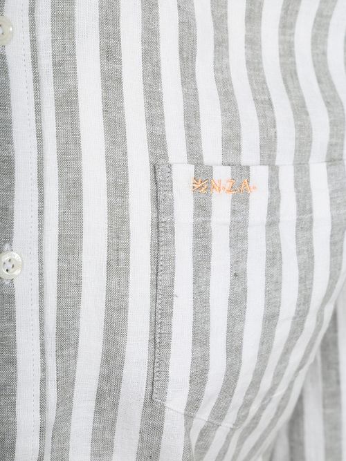 NZA Shirt Picton Linen Blend Stripe Green Product / Detail