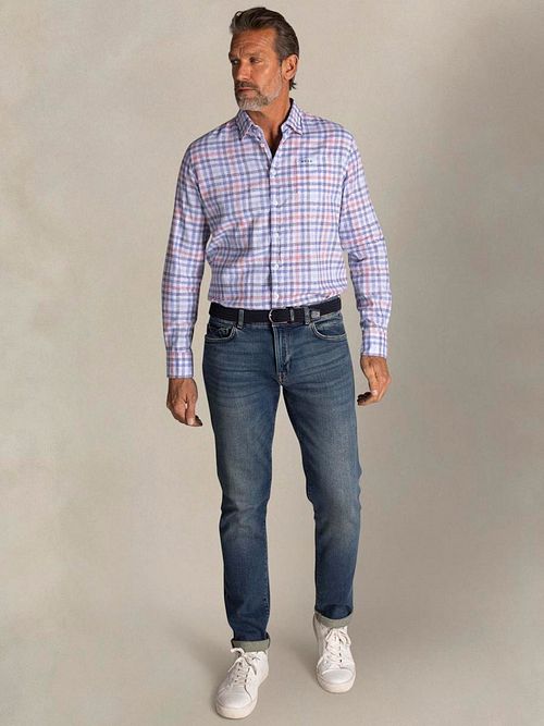 NZA Shirt Picton Linnen Blend Ruit Multicolour Model / Voorkant