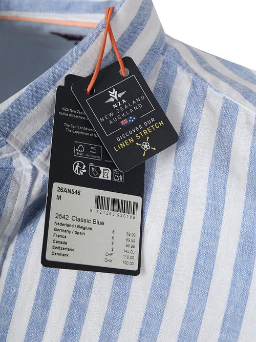 NZA Shirt Picton Linnen Blend Streep Blauw Product / Detail
