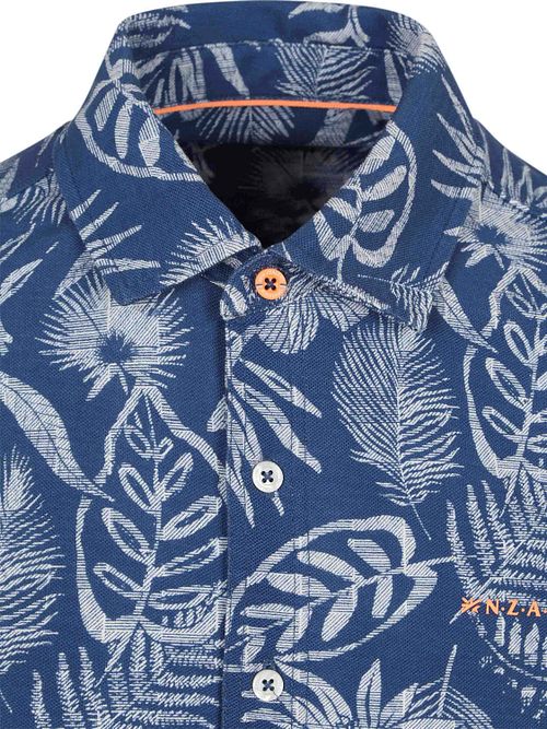NZA Shirt Short Sleeve Piqué Flower Print Blue Product / Detail
