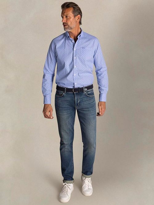 NZA Shirt Tuki Jacquard Print Blue Model / Voorkant