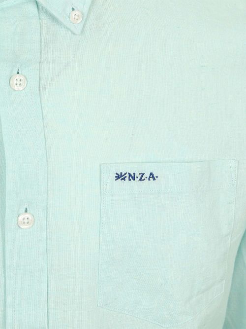 NZA Skjorte Linned-Bomuldsblanding Aqua Product / Detail