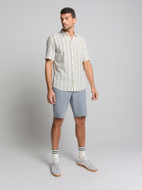 No Excess Short Sleeve Overhemd Streep Ecru Model / Voorkant