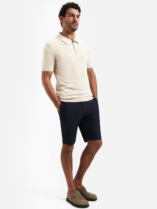 No Excess Kortärmad Polotröja med Halv Dragkedja Ecru Model / Voorkant