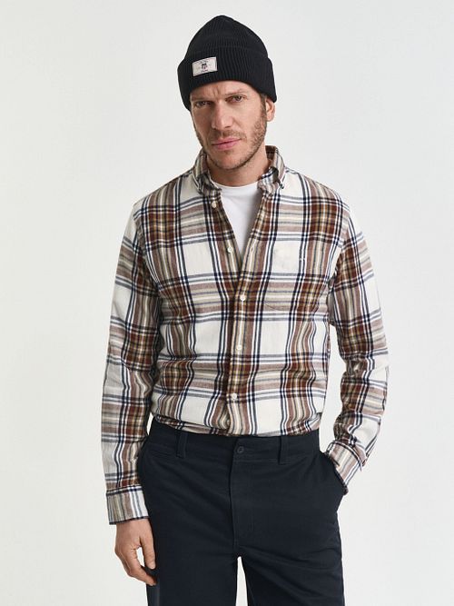 GANT Skjorta Flanell Rutig Kräm Model / Voorkant