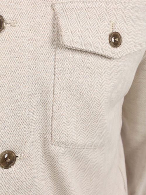 R2 Overshirt Button Herringbone Ecru