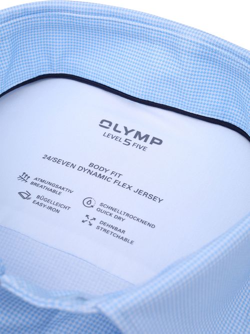 OLYMP Level 5 24/Seven Camisa Elegante Pied De Poule Light Blue Product / Detail
