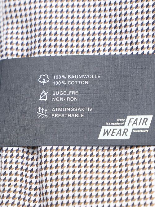 OLYMP Luxor Camisa Estampada Bruin Product / Achterkant