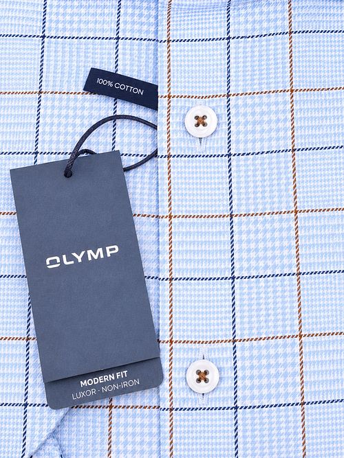 Olymp Luxor Chemise Multicheck Bleu