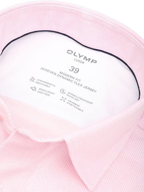 Olymp Chemise Luxor Pied De Poule Rose Product / Detail