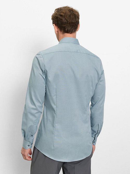 OLYMP Chemise Level Five Bleu Structure Manches Extra Longues Model / Achterkant